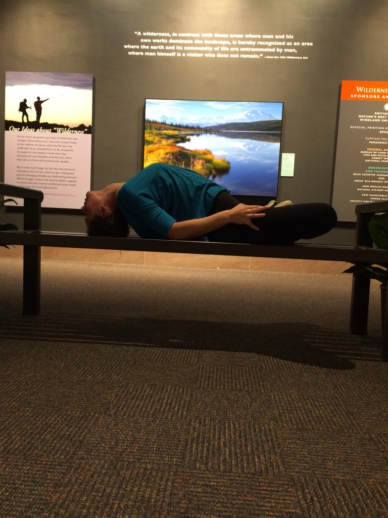 Fish pose at the Natural History Museum
